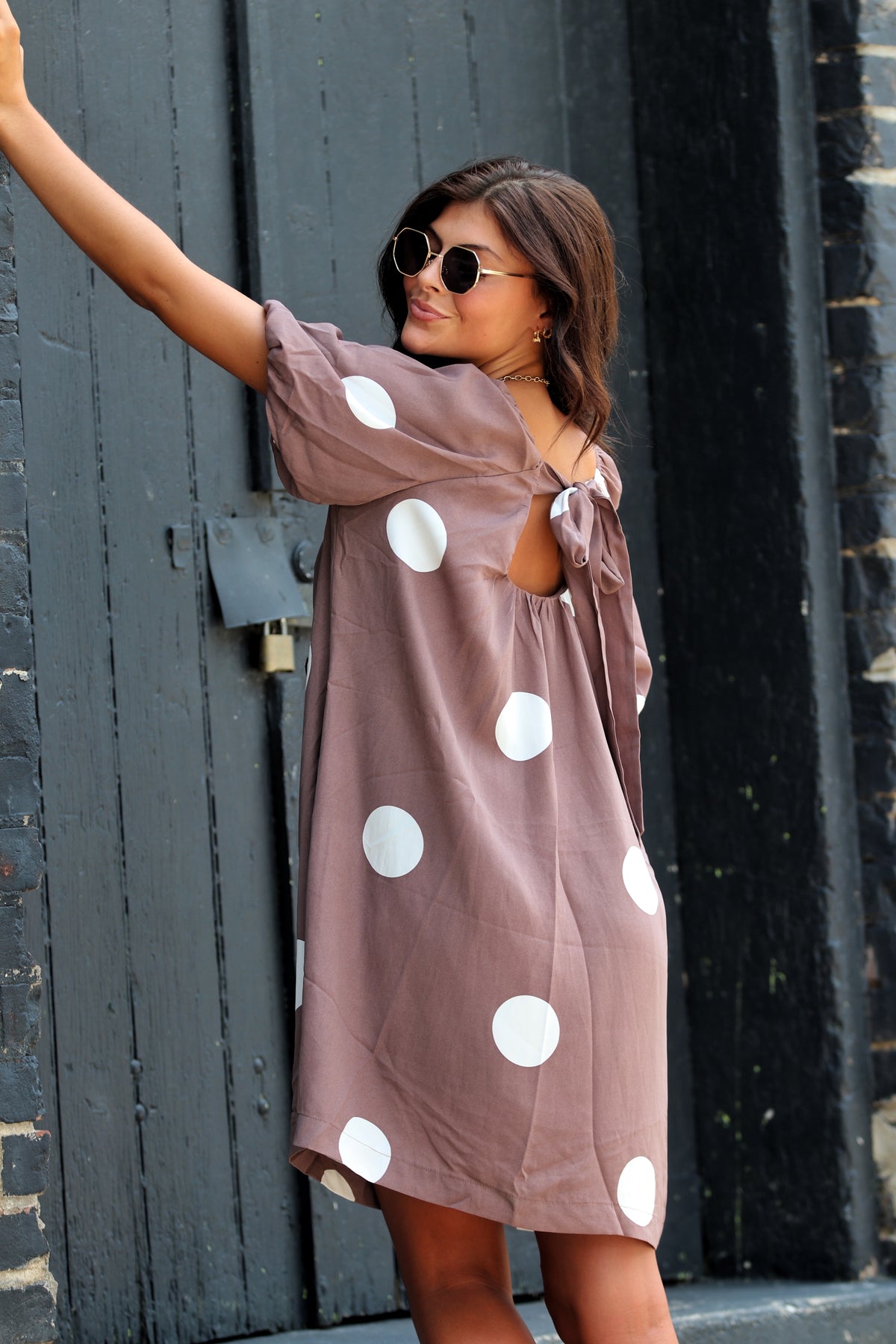 Polka Dot Loose Knot Back Dress