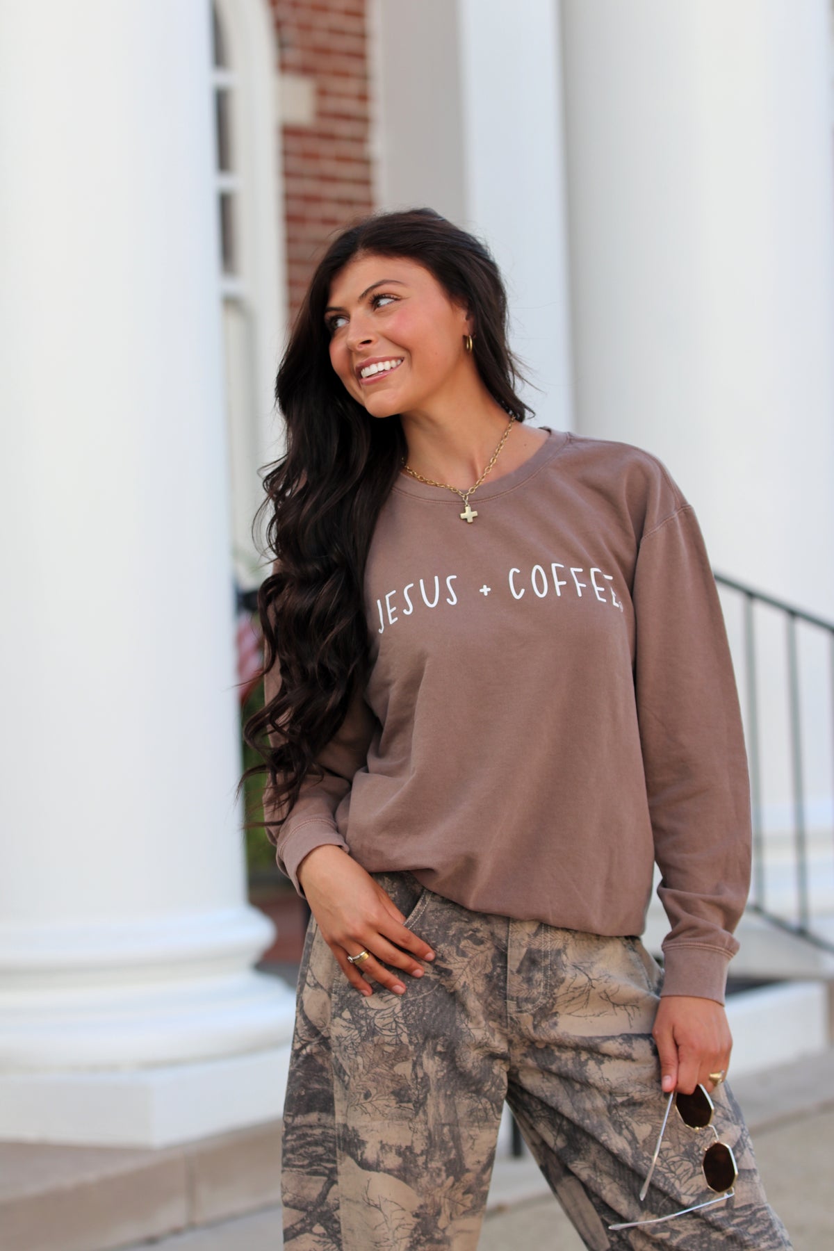 Jesus + Coffee Espresso Lightweight Sweatshirt