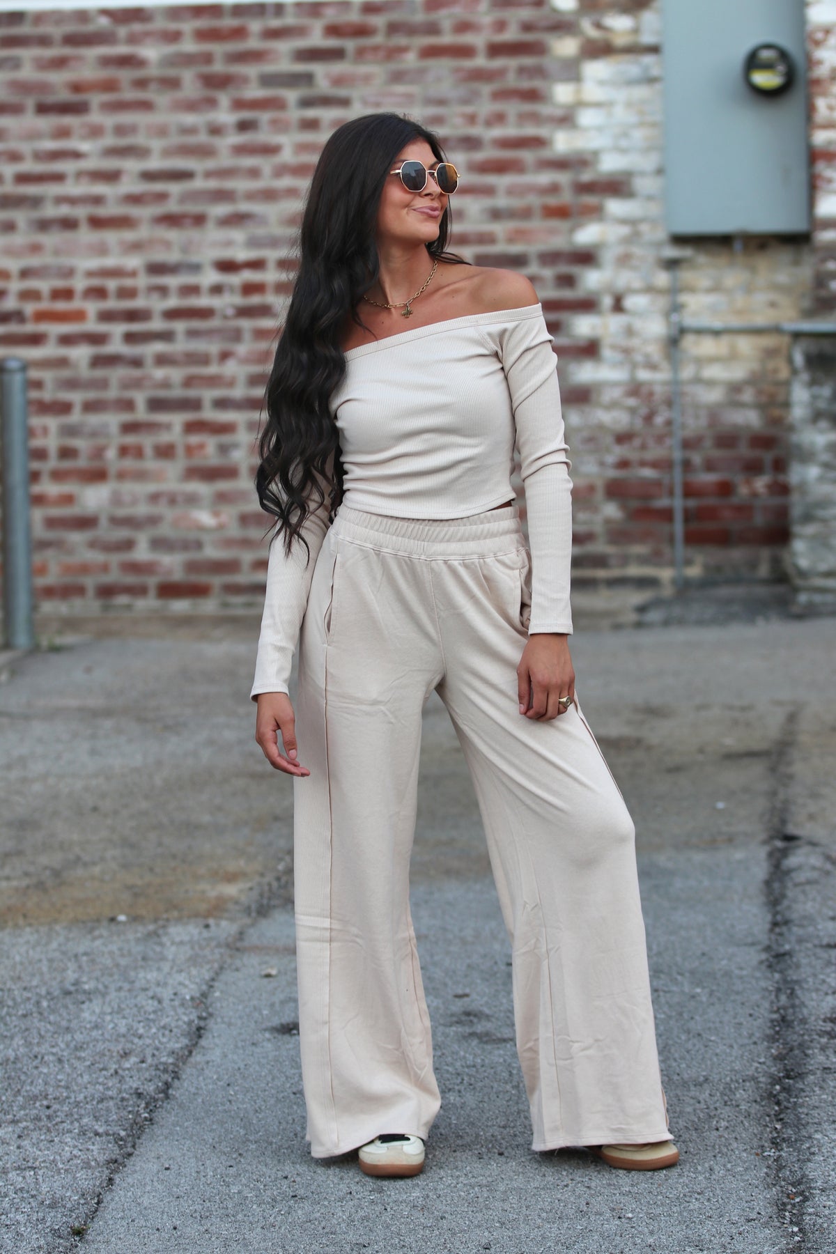 ELASTIC WAIST SIDE PANEL KNIT LOUNGE PANTS