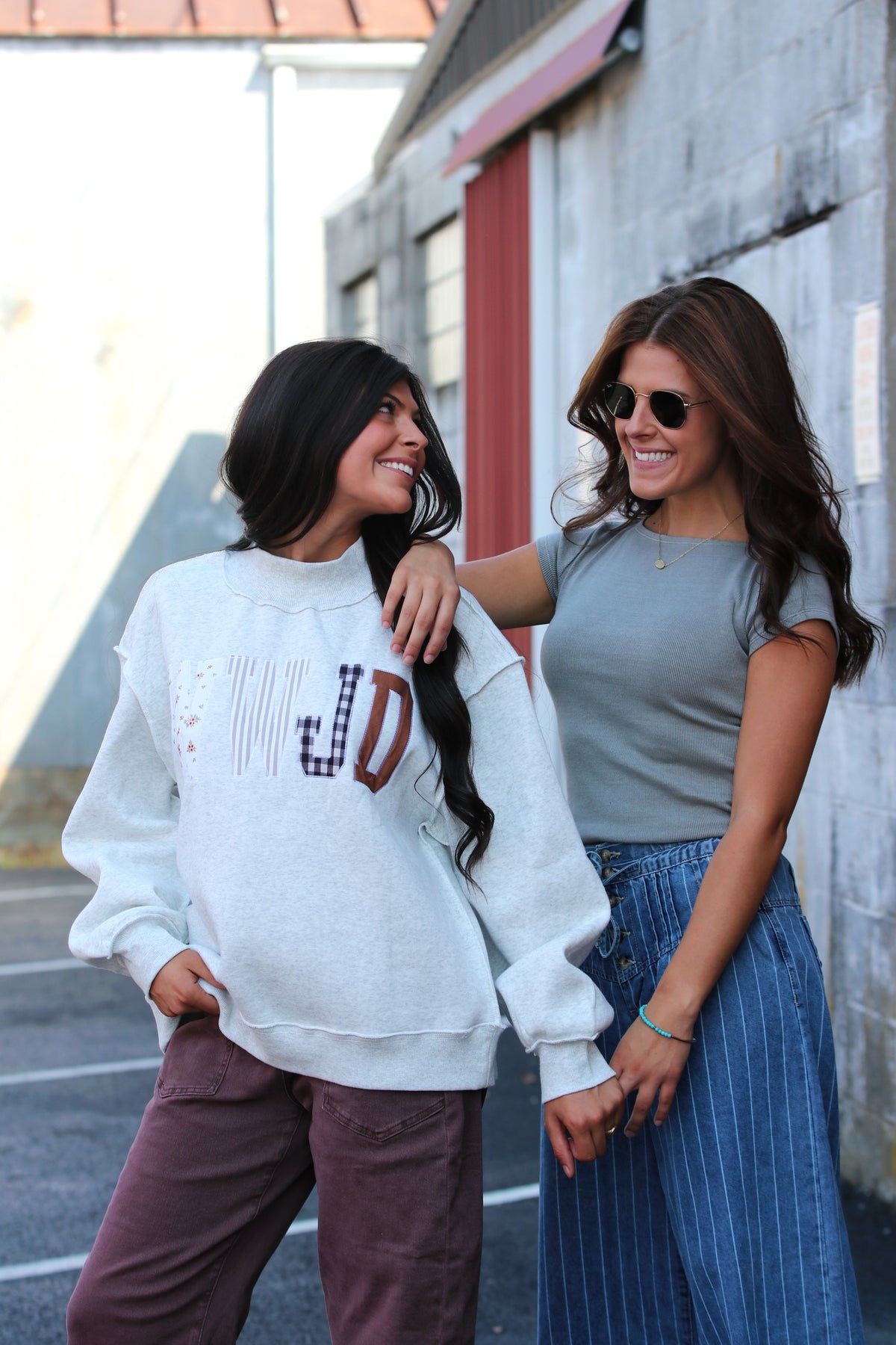 WWJD Embroidered Mock Neck Sweatshirt