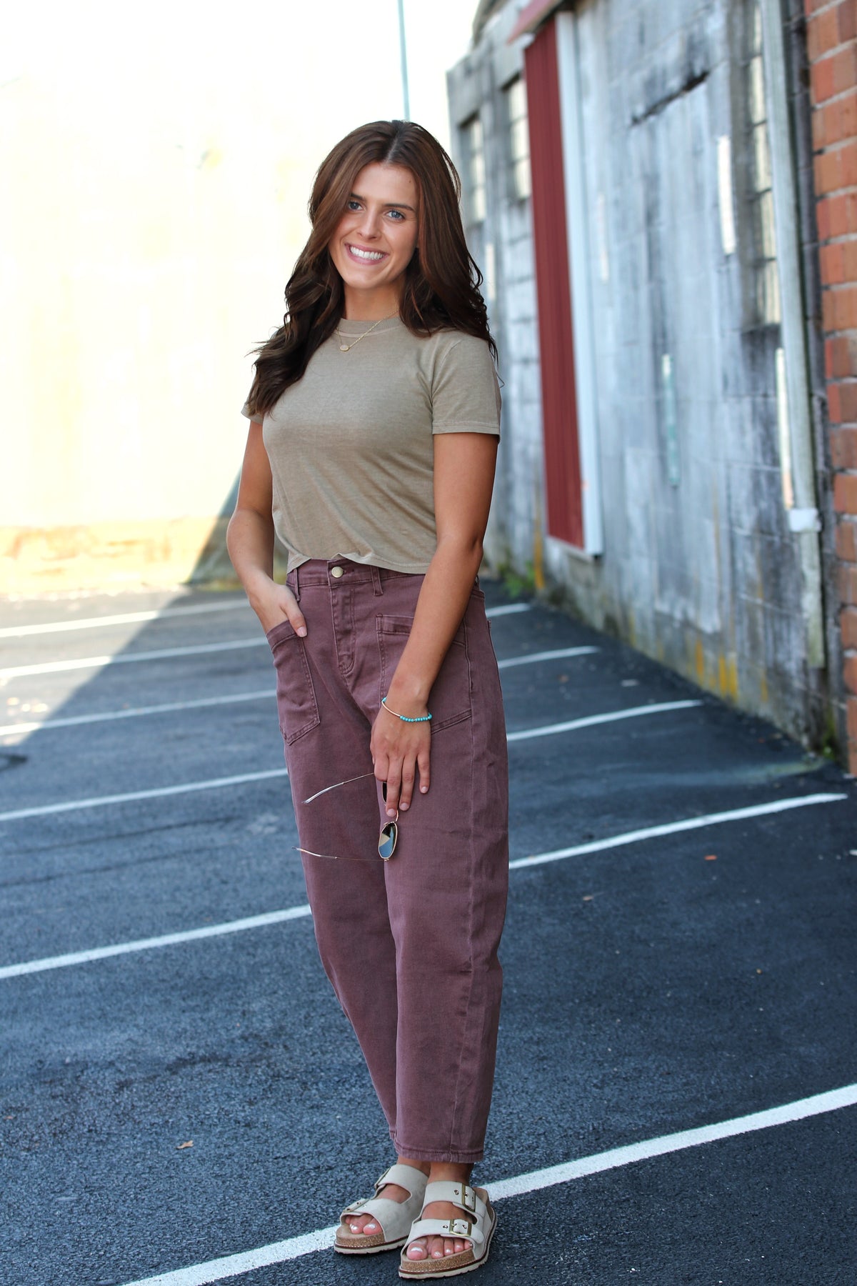 WASHED SHORT SLEEVE CROPPED KNIT T-SHIRT