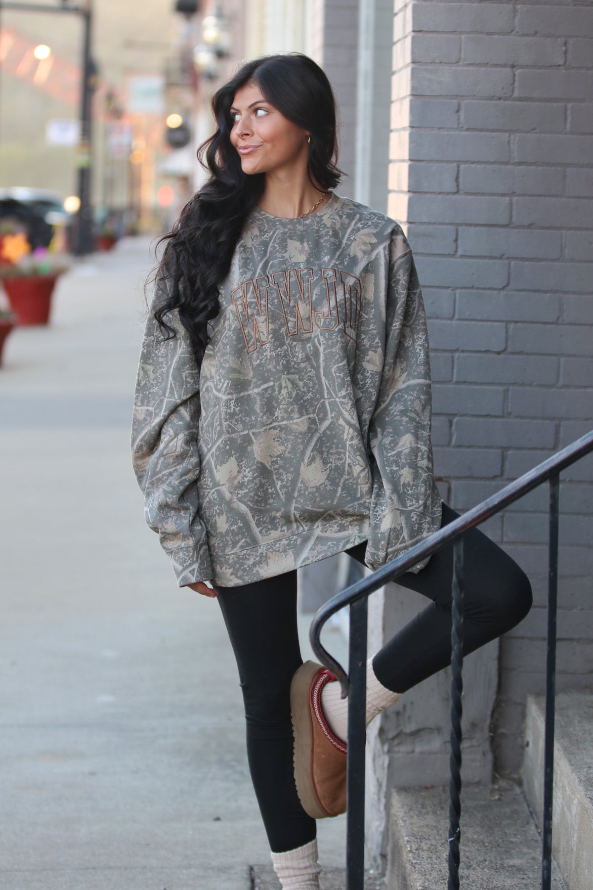 Camo Embroidered WWJD Sweatshirt