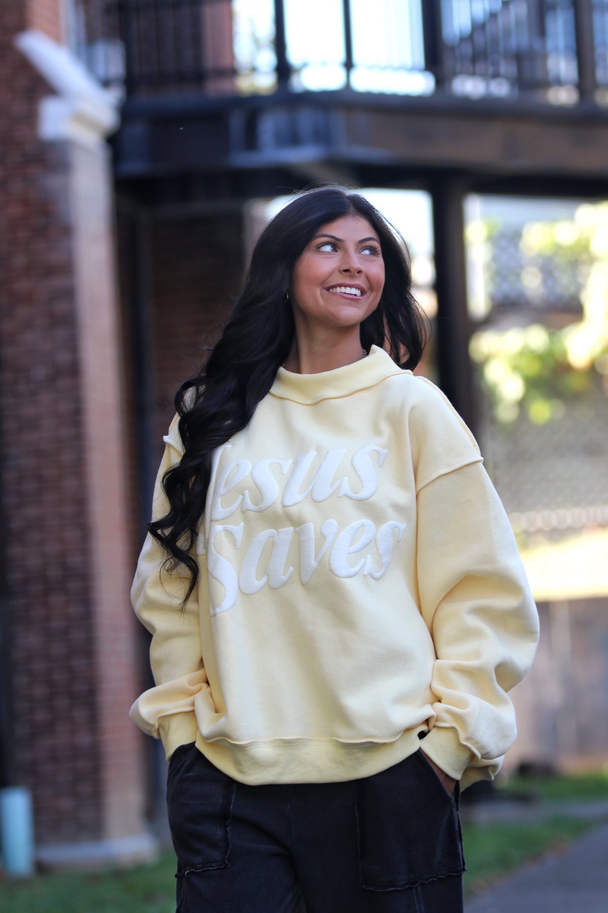 JESUS SAVES Mock Neck Sweatshirt