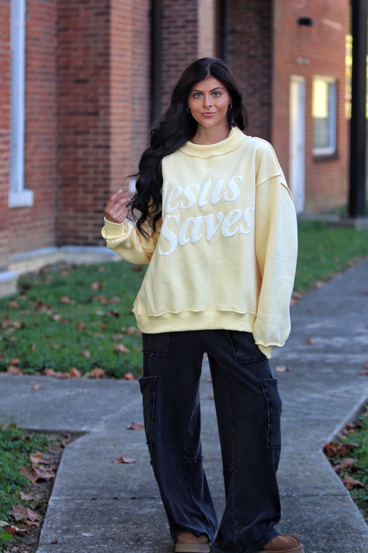 JESUS SAVES Mock Neck Sweatshirt