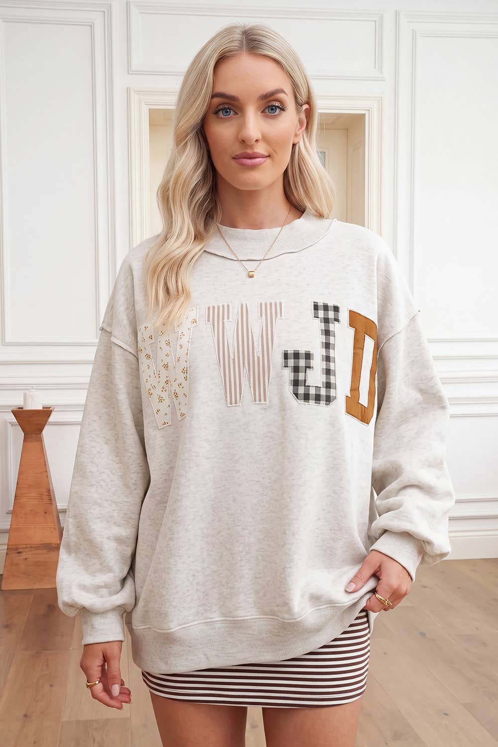 WWJD Embroidered Mock Neck Sweatshirt