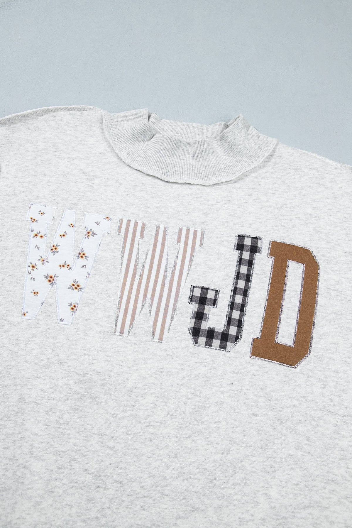 WWJD Embroidered Mock Neck Sweatshirt