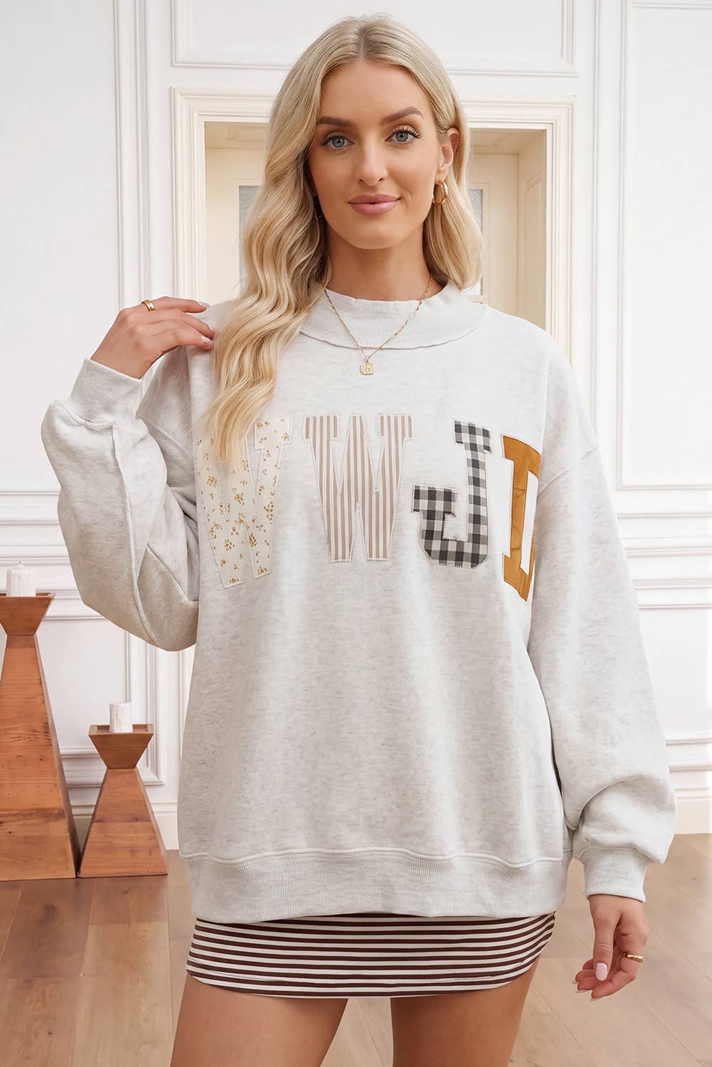 WWJD Embroidered Mock Neck Sweatshirt