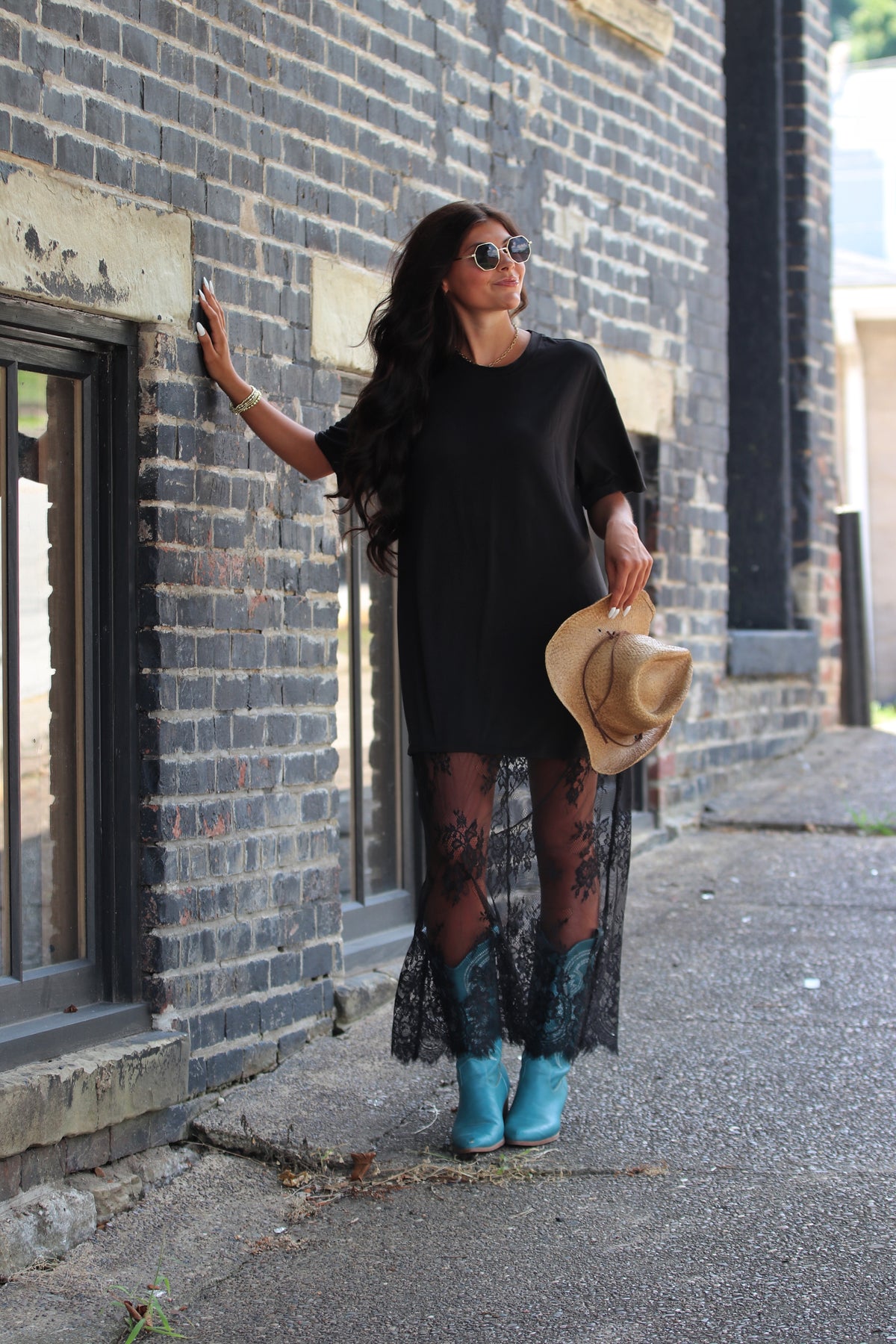 Lace T-Shirt Maxi Dress