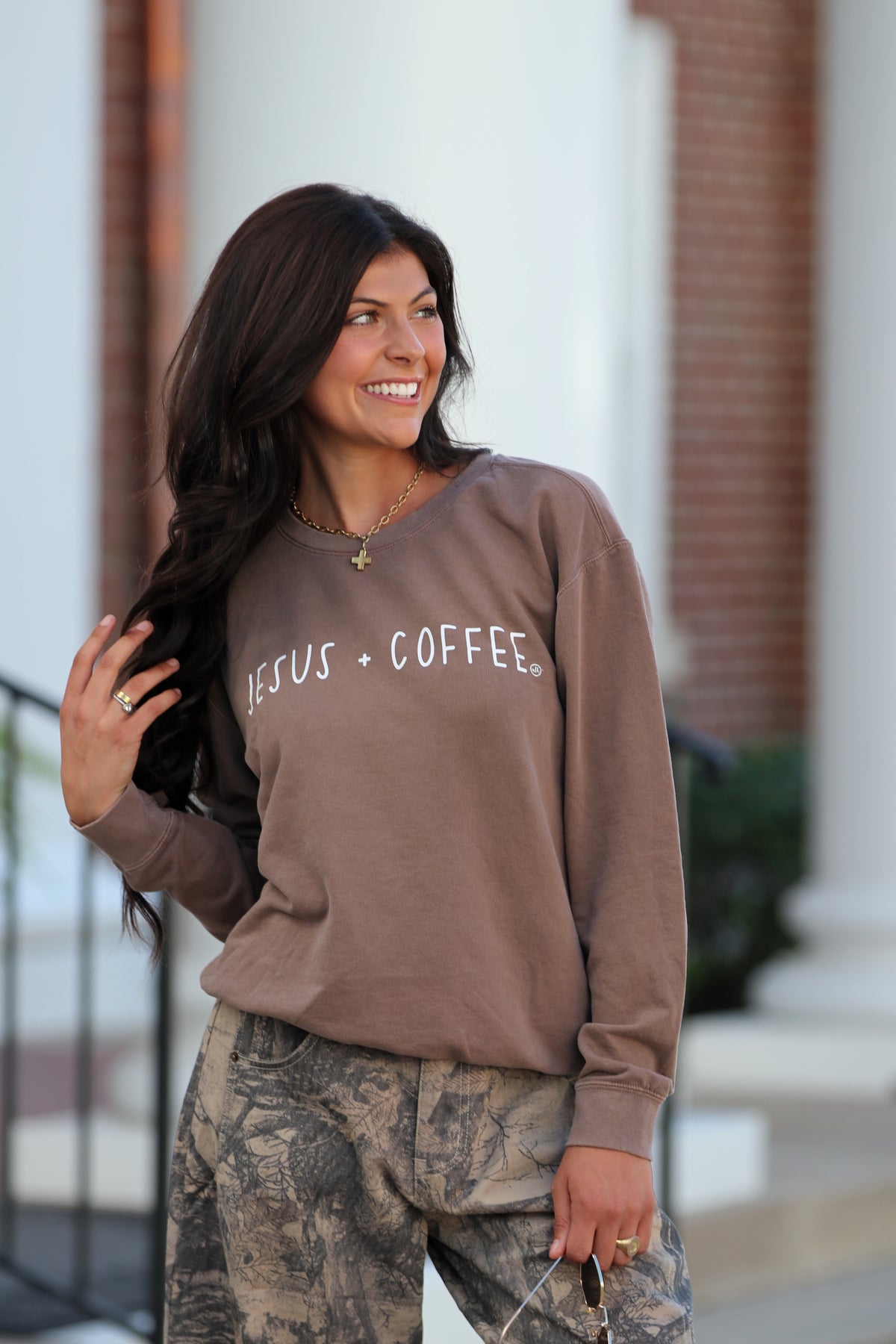 Jesus + Coffee Espresso Lightweight Sweatshirt