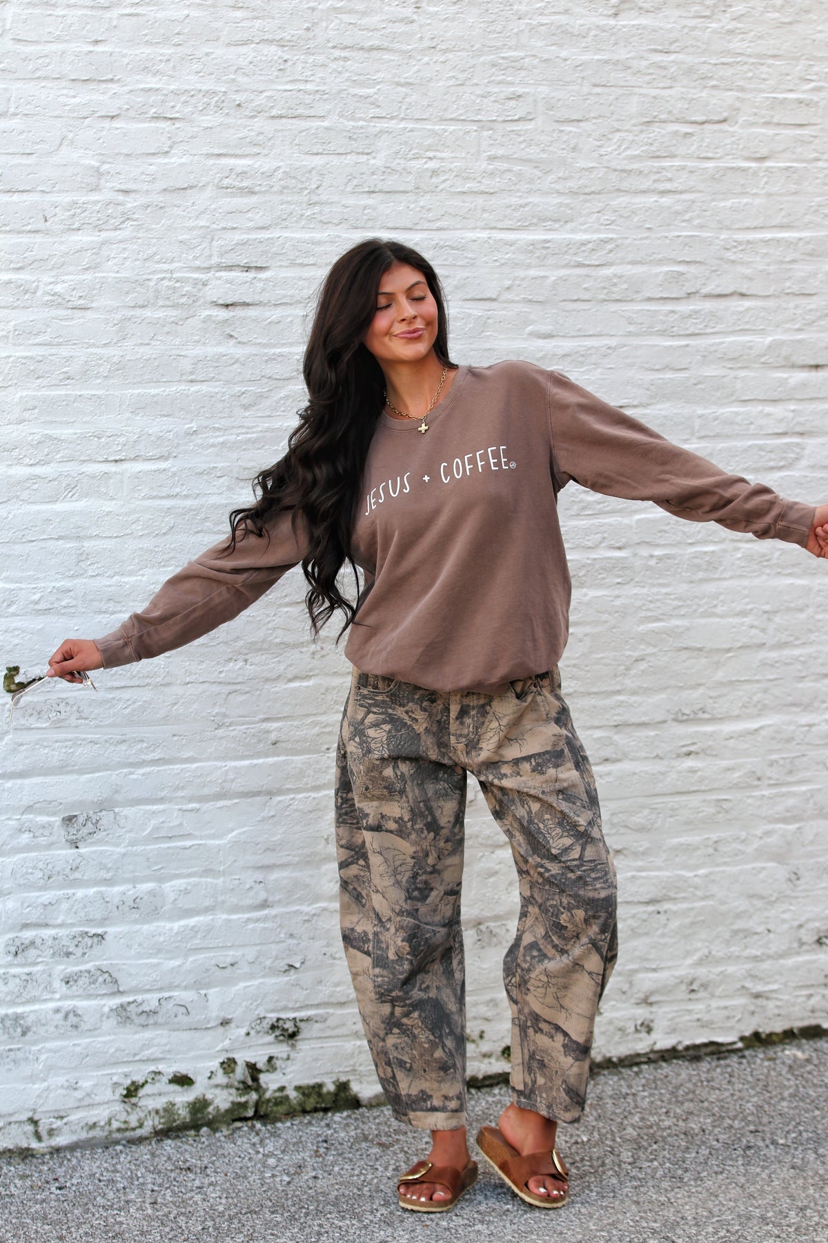 Jesus + Coffee Espresso Lightweight Sweatshirt