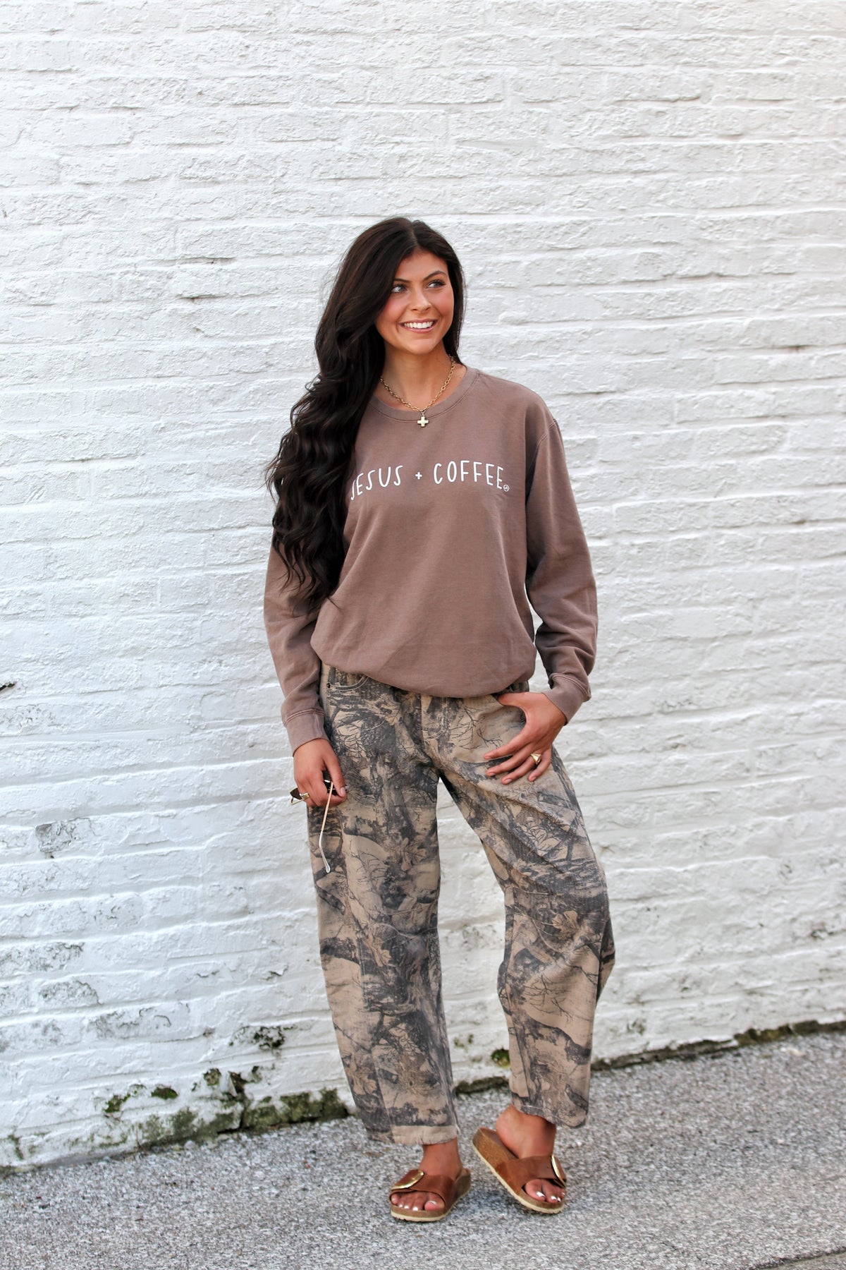 Jesus + Coffee Espresso Lightweight Sweatshirt