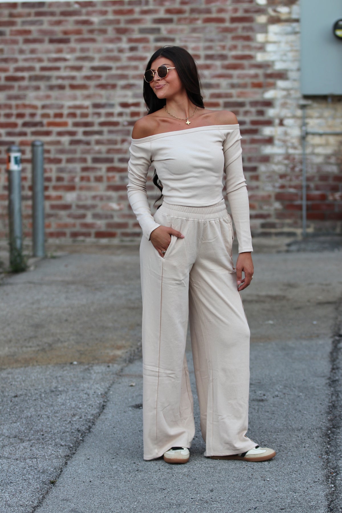 ELASTIC WAIST SIDE PANEL KNIT LOUNGE PANTS