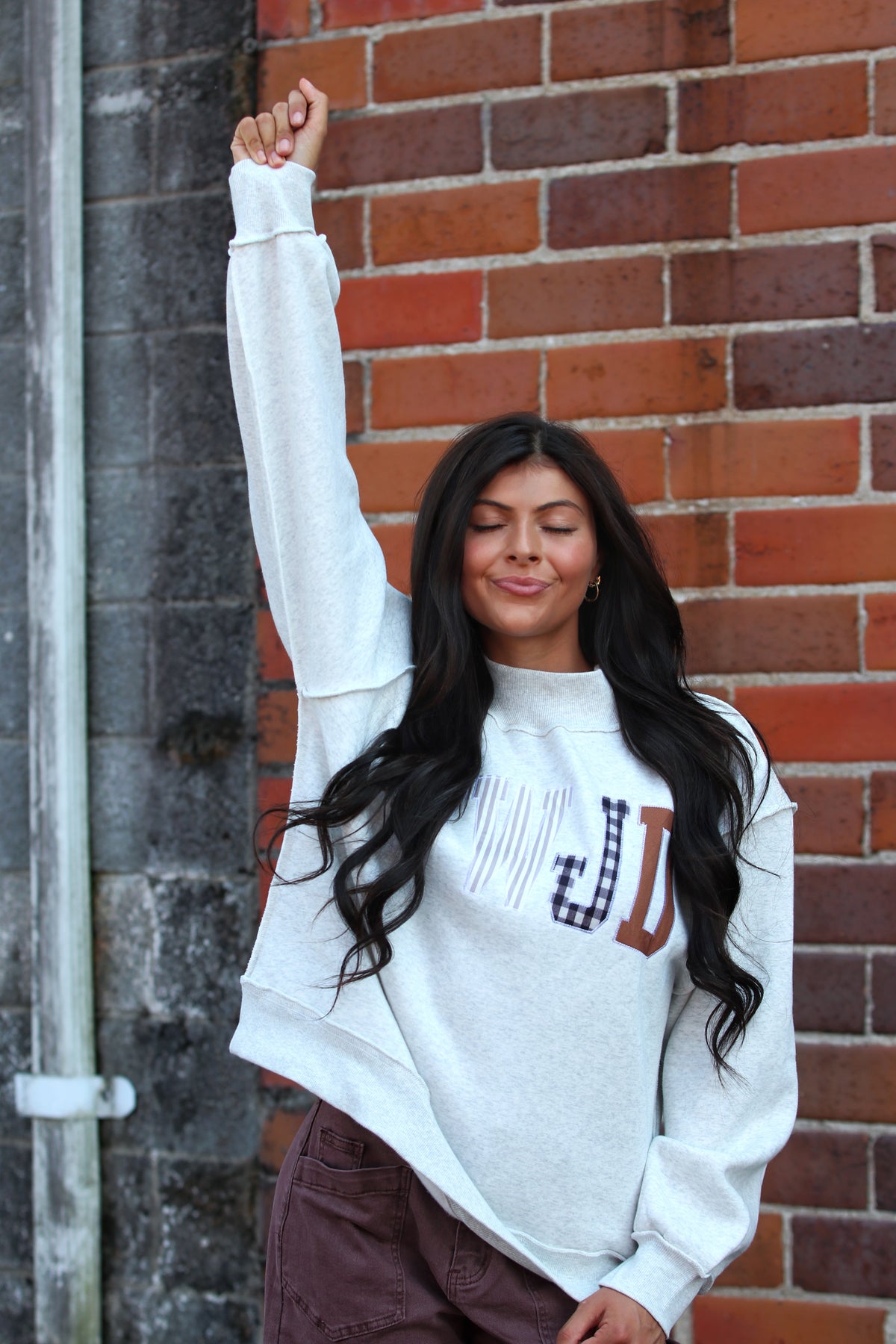 WWJD Embroidered Mock Neck Sweatshirt