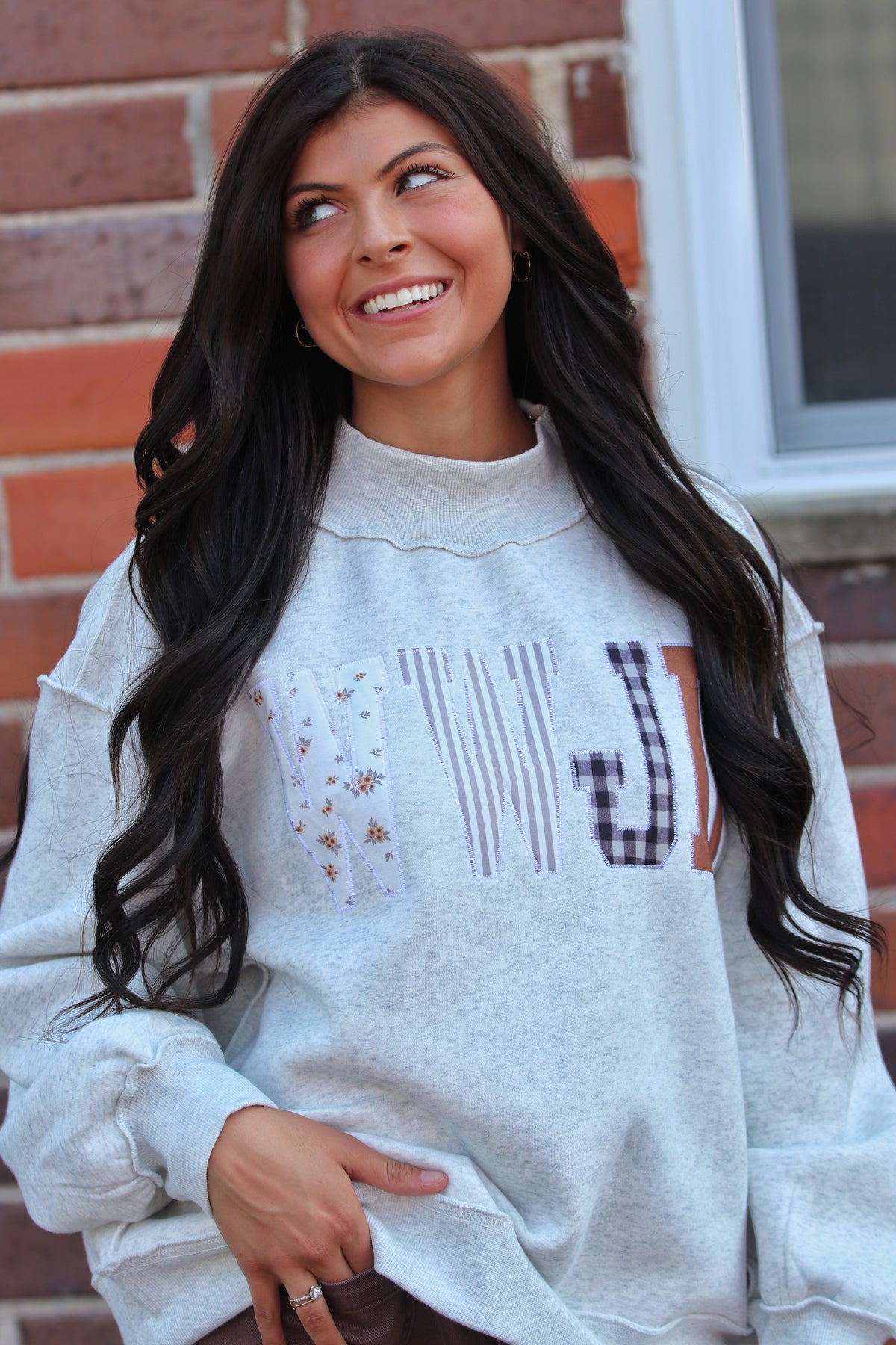 WWJD Embroidered Mock Neck Sweatshirt