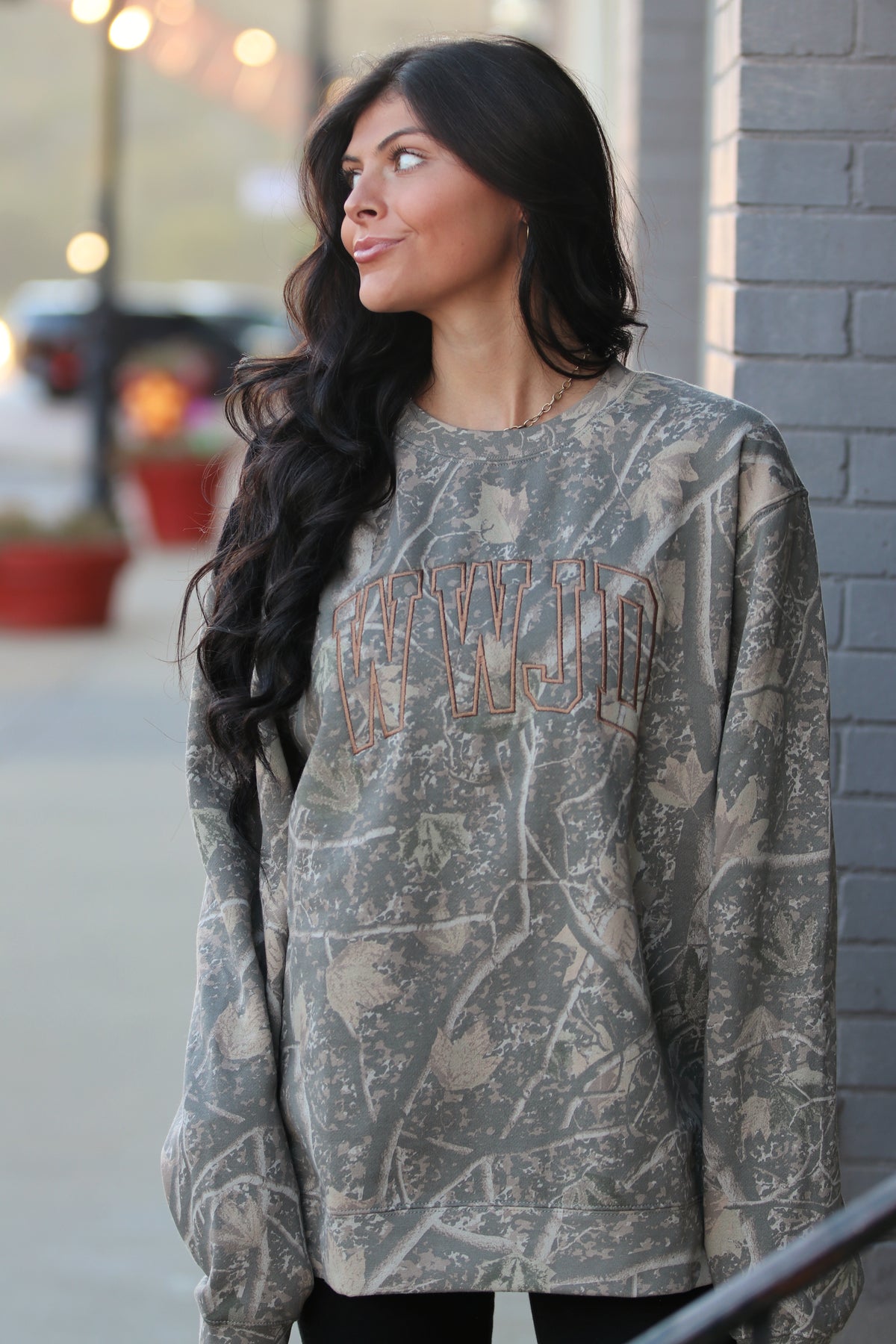 Camo Embroidered WWJD Sweatshirt