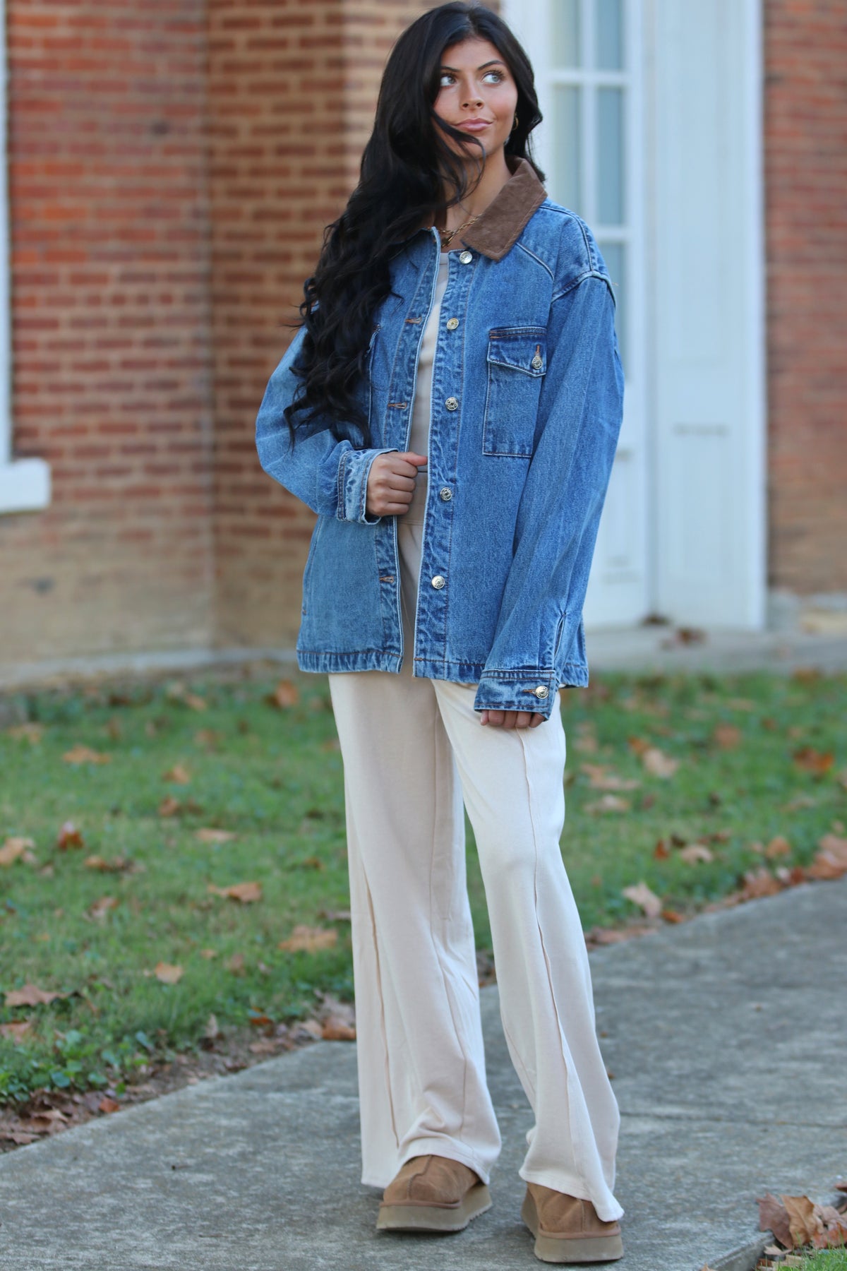 DENIM CORDUROY COLLAR TRUCKER JACKET