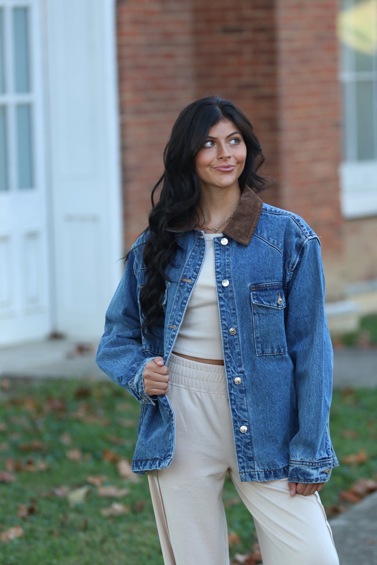 DENIM CORDUROY COLLAR TRUCKER JACKET