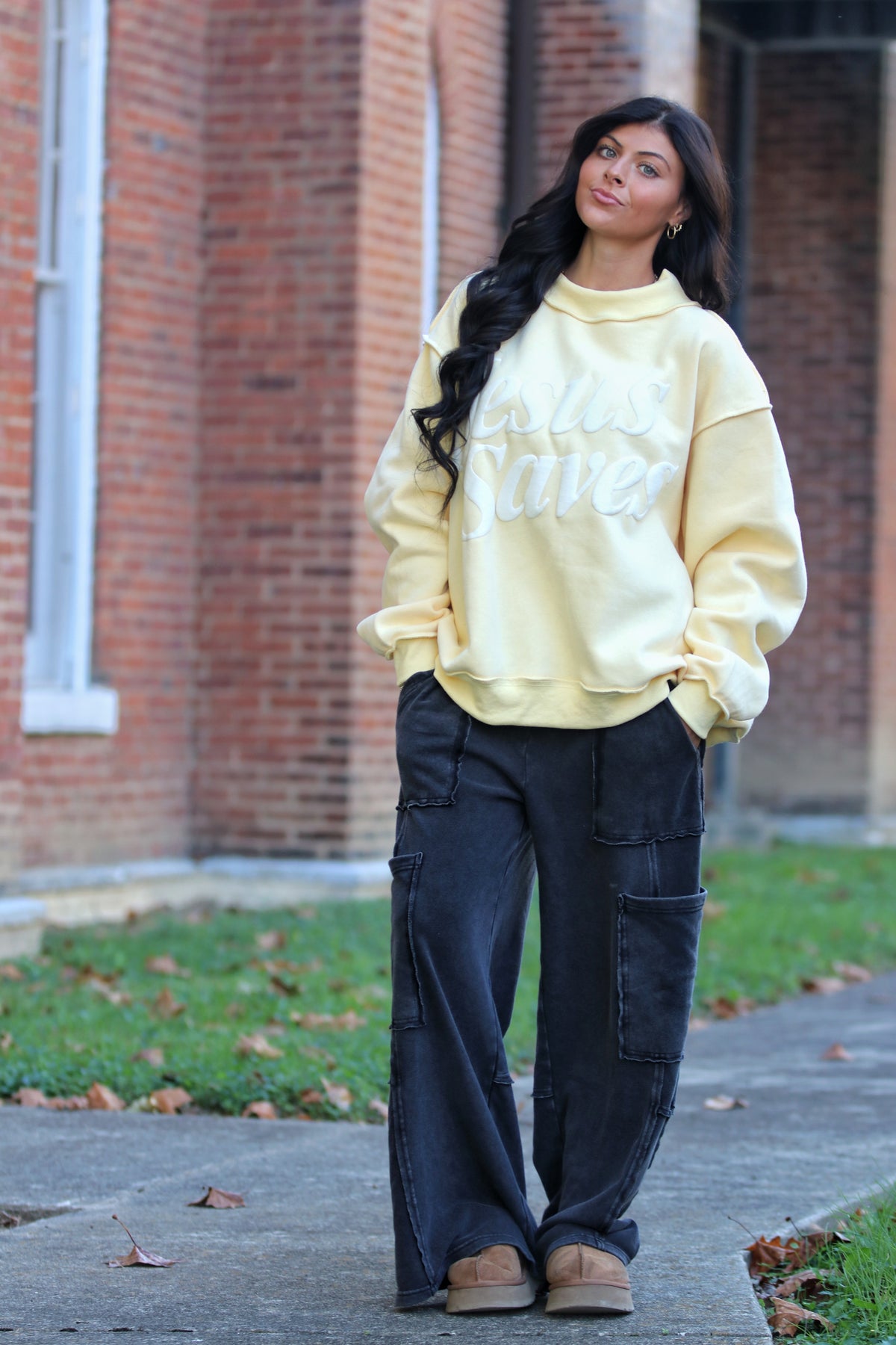 JESUS SAVES Mock Neck Sweatshirt