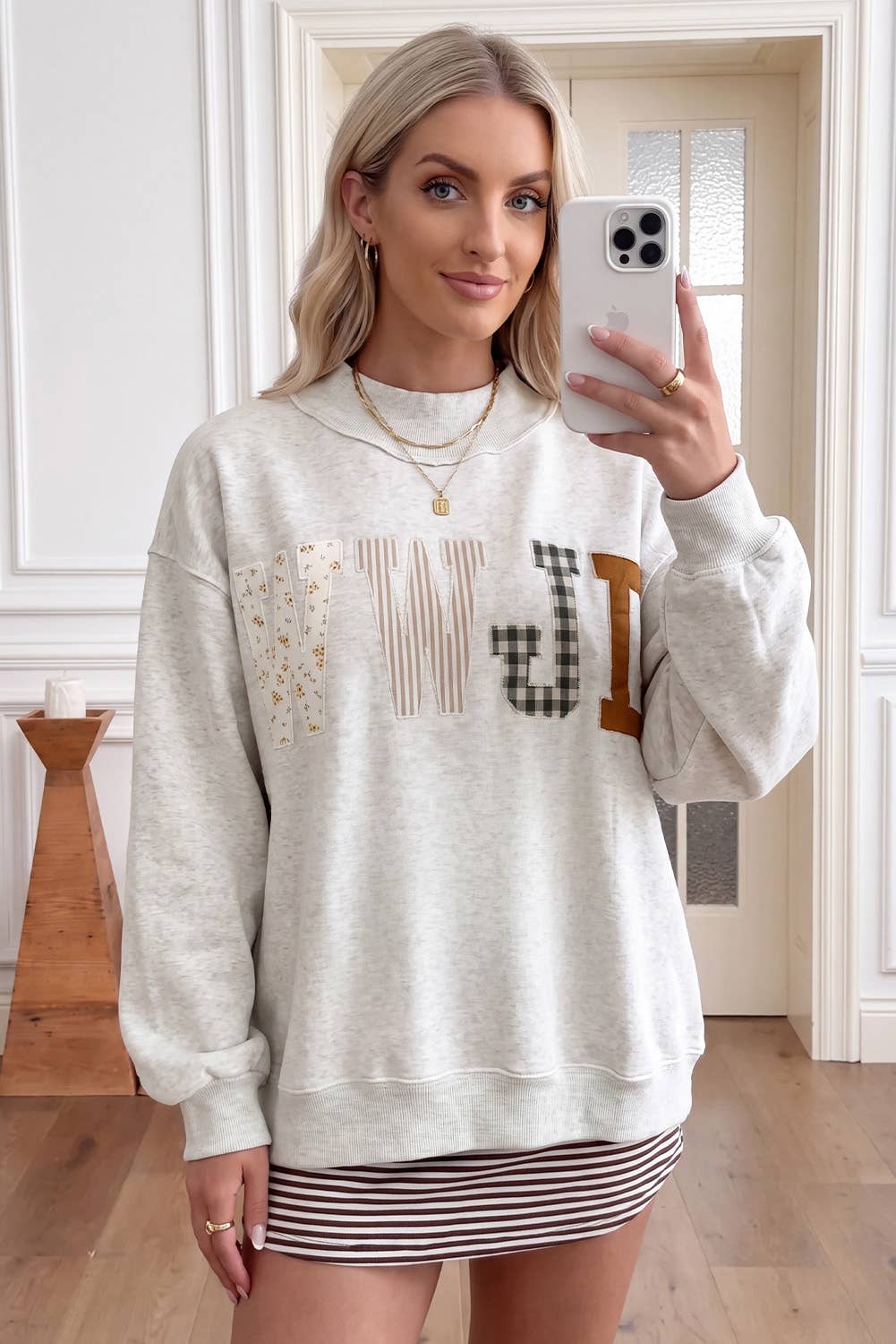 WWJD Embroidered Mock Neck Sweatshirt
